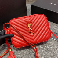 Saint Laurent Lou Camera Shoulder Bag in Quilted Leather 520534 Red 2020