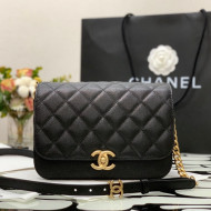 Chanel Grained Calfskin Messenger Bag AS2824 Black 2021 
