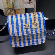 Chanel Raffia Belt Bag AP2005 Blue 2021