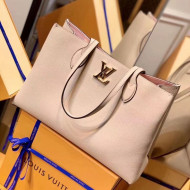 Louis Vuitton Lockme Shopper Tote Bag in Grained Leather M57346 Beige 2021