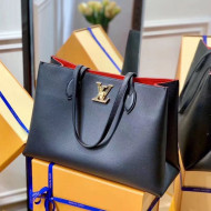 Louis Vuitton Lockme Shopper Tote Bag in Grained Leather M57345 Black 2021