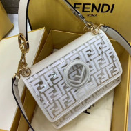 Fendi Kan I Transparent FF Medium 25cm Kan I Flap Bag White 2019