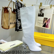 Fendi Karligraphy High Heel Boots 8cm in White Python-Like Leather 2021 
