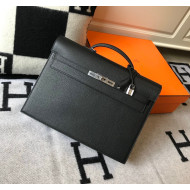 Hermes Men's Kelly Messenger Bag 38cm in Togo Calfskin Black 2021 (Half Handmade)