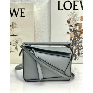 Loewe Puzzle Mini Bag in Smooth Calfskin Pearly Shiny Grey 2022 10173