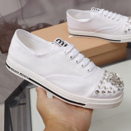Miu Miu Crystal Canvas Sneakers White 2021