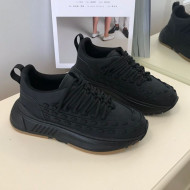 Bottega Veneta Silky Calfskin Braided Sneakers Black 2019 