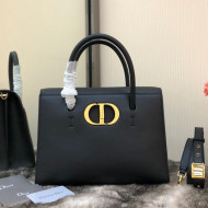 Dior Large St Honore Tote Bag in Black Grained Calfskin 2020