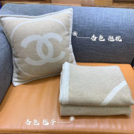 Chanel Wool Pillow/Blanket 45x45cm Beige 2021 110268
