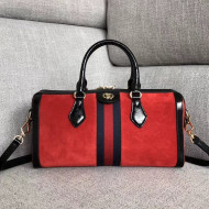 Gucci Suede Leather Ophidia Medium Top Handle Bag 524532 Red 2018