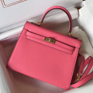 Hermes Kelly 25cm Top Handle Bag in Epsom Leather Lipstick Pink 2021