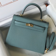 Hermes Kelly 25cm Top Handle Bag in Epsom Leather Azure Green 2021