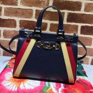Gucci Zumi Web Leather Small Top Handle Bag 569712 Blue 2019