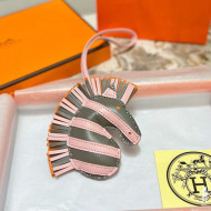 Hermes Geegee Savannah Lambskin Zebra Bag Charm and Key Holder Pink/Grey/Orange 2022 030791