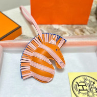 Hermes Geegee Savannah Lambskin Zebra Bag Charm and Key Holder Orange/Pink/Blue 2022 11