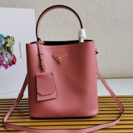 Prada Medium Saffiano Leather Panier Bucket Bag Pink 02 2021