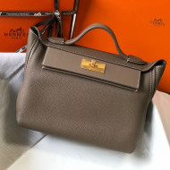 Hermes Kelly 24/24 - 29 Bag in Togo Leather Grey Elephant/Gold 2018 (Half Handmade)