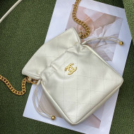 Chanel Lambskin Drawstring Bucket Bag AS2985 White 2021 