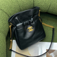 Chanel Lambskin Drawstring Bucket Bag AS2985 Black 2021 