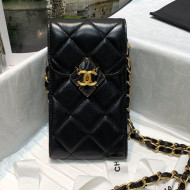 Chanel Leather Phone Holder with Chain and Plexi & Gold-Tone Metal AP2262 Black 2021