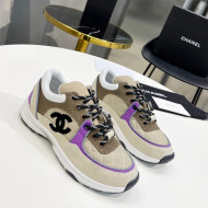 Chanel Suede & Mesh Sneakers G38299 Khaki/Purple 2021 111726