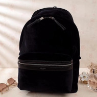 Saint Laurent City Backpack in Velvet and Lambskin 462807 Black