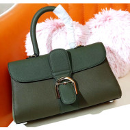 Delvaux Brillant East/West PM Rodéo Top Handle Bag in Grained Calf Leather Deep Green/Green 2020