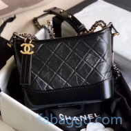 Chanel Quilted Aged Calfskin Gabrielle Small/Medium Hobo Bag A91810 Black 2020