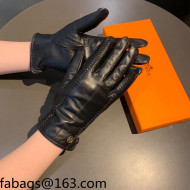 Hermes Lambskin and Cashmere Gloves Black 2021 16