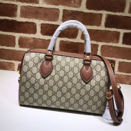 Gucci GG Canvas Boston Bag 409529 Brown Leather 