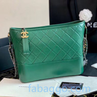 Chanel Quilted Aged Calfskin Gabrielle Medium Hobo Bag AS1521 Bright Green 2020