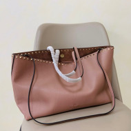 Valentino Rockstud Grainy Calfskin Tote Bag 0071 Pink 2022