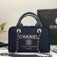 Chanel Denim Bowling Bag 28cm A92749 Dark Blue 2022