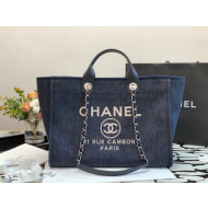 Chanel Deauville Denim Large Shopping Bag A66941 Blue 2022 11