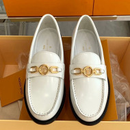 Louis Vuitton Chess Glazed Leather Flat Loafers White 2021