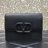 Valentino VSling Grained Calfskin Chain Wallet 069 Black 2021