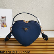 Prada Saffiano Leather Heart Shaped Mini Bag 1BH144 Blue 2021