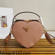 Prada Saffiano Leather Heart Shaped Mini Bag 1BH144 Nude 2021