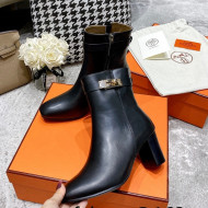 Hermes Kelly Leather Ankle Boots 6.5cm Black/Gold 2021 16