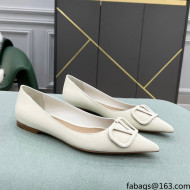 Valentino VLOGO SIGNATURE Patent Leather Flat Ballerina White 2022
