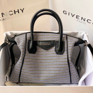Givenchy Small Antigona Soft Bag in White/Blue Fabric and Black Leather 2022