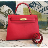 Hermes Kelly 25/28/32cm Bag in Original Epsom Leather Red/Gold Hardware 2020  (Half-Handmand) 