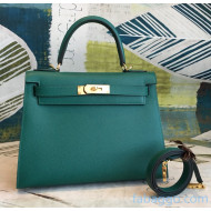 Hermes Kelly 25/28/32cm Bag in Original Epsom Leather Peacock Green/Gold Hardware 2020  (Half-Handmand) 