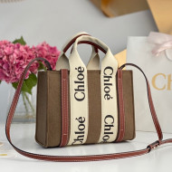 Chloe Small Woody Felt Tote Bag with Strap Light Brown 2022