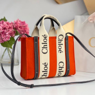 Chloe Small Woody Felt Tote Bag with Strap Orange 2022