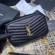 Saint Laurent Lou Mini Shoulder Bag in Matelasse Grained Leather 585040 Black 2021