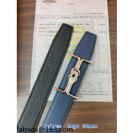 Hermes Epsom Reversible Leather Belt 3.2cm Navy Blue 2021 110810