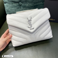 Saint Laurent Loulou Small Bag in "Y" Matelasse Leather 494699 White/Silver 2021