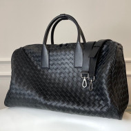 Bottega Veneta Large Intreccio Leather Duffle Travel Bag 630252 Black 2021