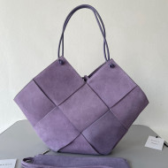 Bottega Veneta Large Intreccio Suede Tote Bag 652058 Lavender Purple 2021